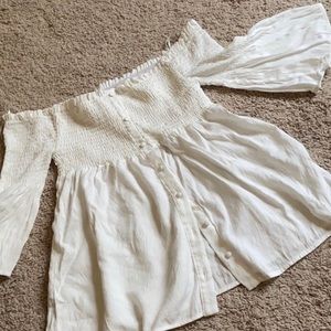 White bell sleeve blouse